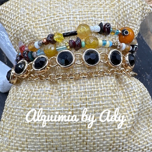 Maximalist citrine wrap around adjustable chunky chain bracelet - Picture 1 of 2
